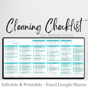 Cleaning List for Short Term Rental Property, Vacation Rental Cleaning Checklist, Printable Cleaners, Editable Template  Excel Google Sheets