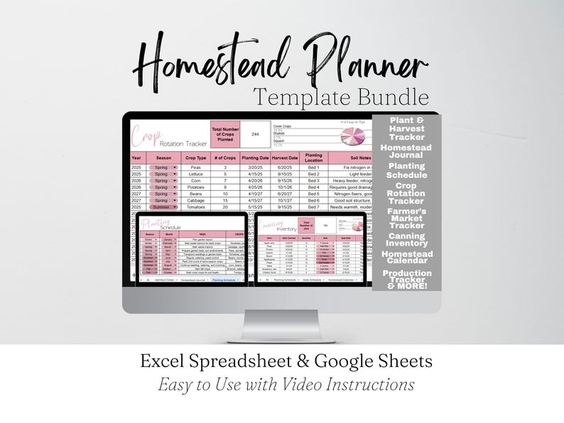 Homestead Planner Template, Homesteading Planner Google Sheets, Homestead Tracker Journal, 2025 Homestead Planner, Garden Organizer Calendar image 1