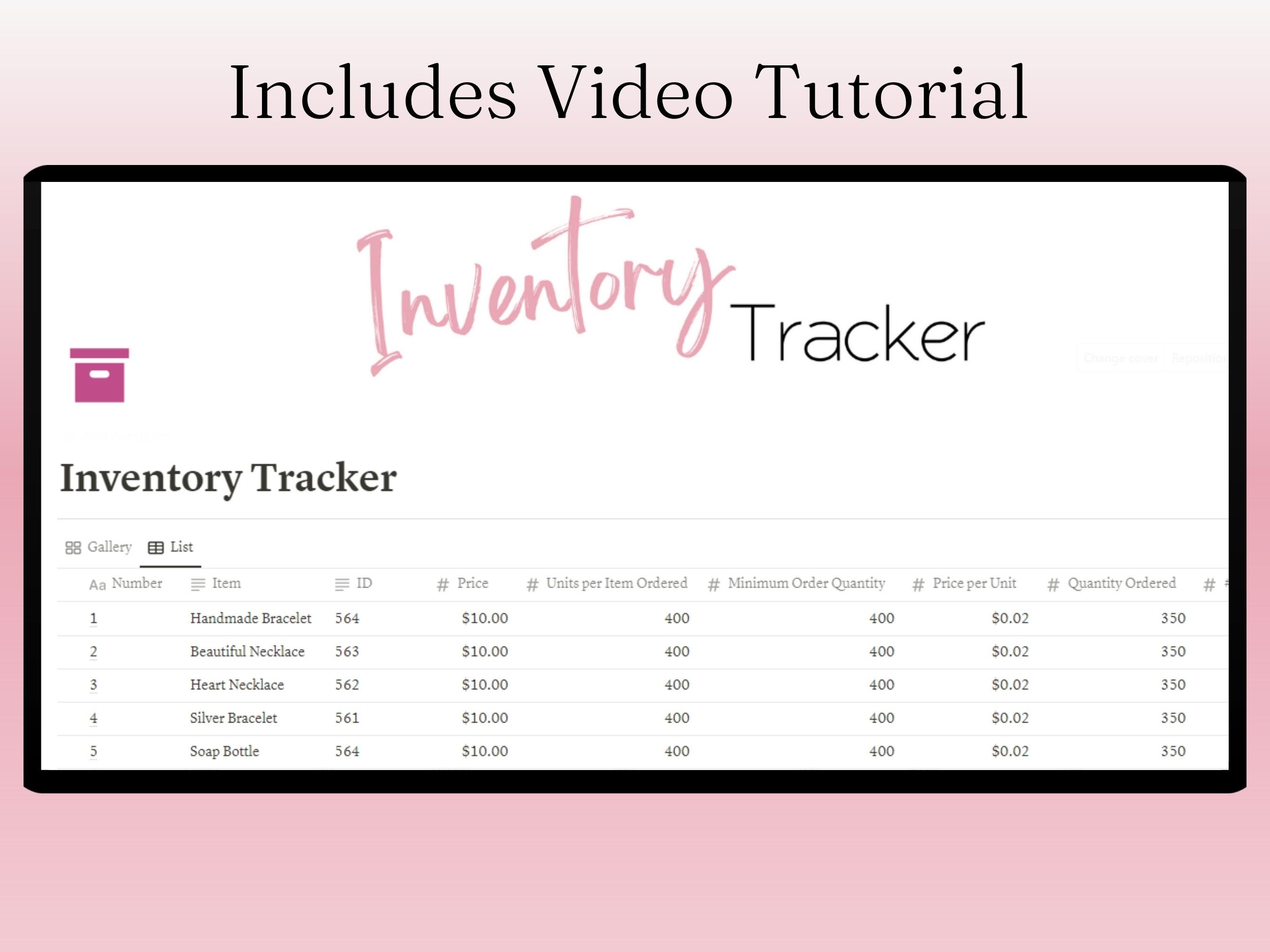 Inventory Tracker Notion Inventory List, Notion Template Inventory Log ...