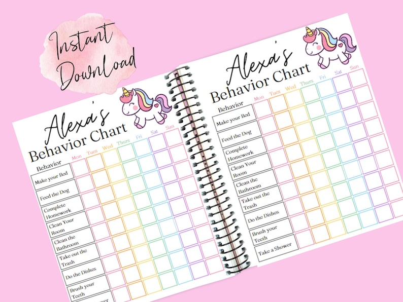 Behavior Chart for Kids Printable, Editable in Canva, Sticker Chart ...