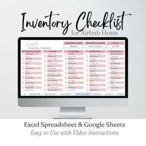 Checklist Inventory Bundle, Rental Property Furniture List, Short Term Rental Inventory Checklist Template, Set up Check List Excel