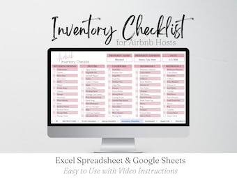 Checklist Inventory Bundle, Rental Property Furniture List, Short Term Rental Inventory Checklist Template, Set up Check List Excel