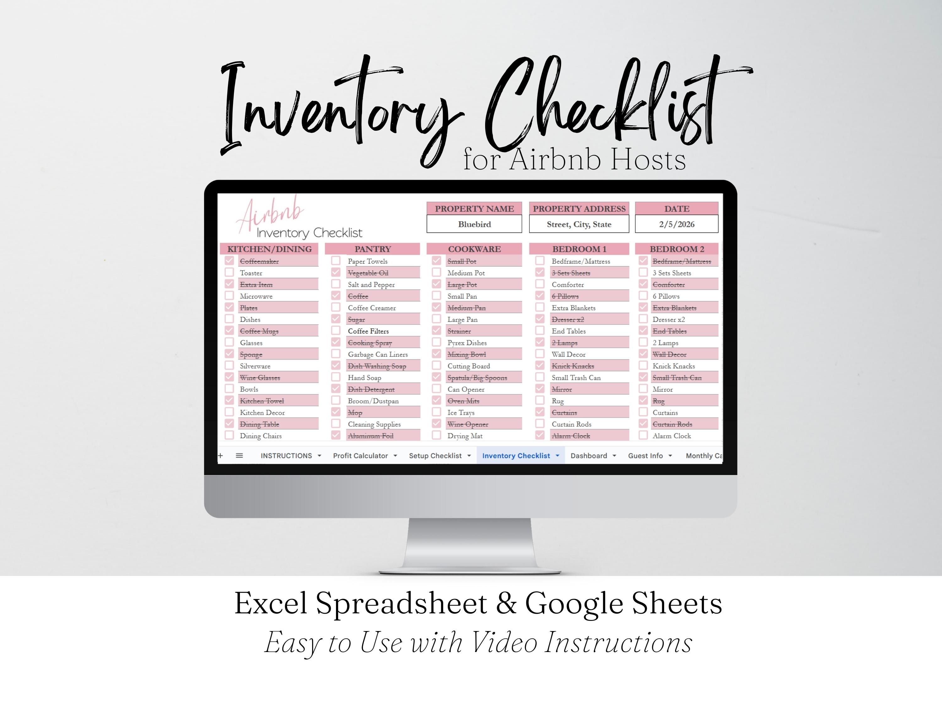 Checklist Inventory Bundle, Rental Property Furniture List, Short Term ...
