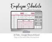 Employee Schedule Template Google Sheets, Weekly Schedule, Shift Schedule, Work Schedule Planner Staffing Schedule Scheduling Template Excel