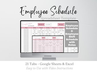 Mitarbeiter Stundenplan Template Google Sheets, Wochenplaner, Schichtplan, Arbeitsplaner Planer Personaleinsatzplaner Scheduling Template Excel