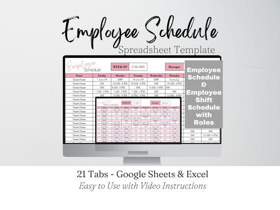 Employee Schedule Template Google Sheets, Weekly Schedule, Shift Schedule, Work Schedule Planner Staffing Schedule Scheduling Template Excel