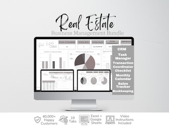 Offre groupée pour l'immobilier, Modèles pour l'immobilier, Plan d'entreprise d'un agent immobilier, Liste de contrôle pour une transaction, Tenue de livres, Suivi des ventes, CRM pour agent immobilier