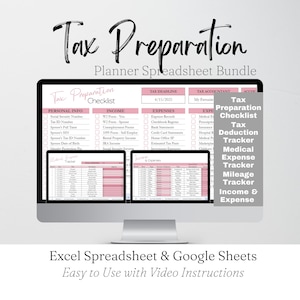 Tax Planner Template Bundle Google Sheets, Tax Planning Spreadsheet Tax Return, Tax Prep Checklist, Preparation Spreadsheet Excel Accounting