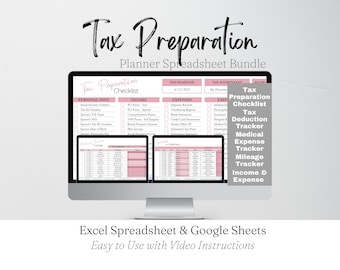 Tax Planner Template Bundle Google Sheets, Tax Planning Spreadsheet Tax Return, Tax Prep Checklist, Preparation Spreadsheet Excel Accounting