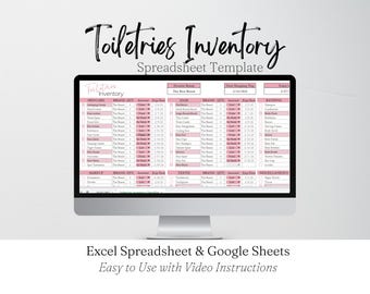 Toiletries Inventory, Toiletries Packing List for Travel, Household Inventory Planner, Toiletries Check List Template Excel Google Sheets