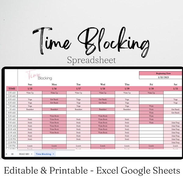 Time Boxing Excel Template Etsy