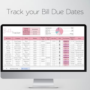 Bill Tracker Excel Spreadsheet, Monthly Bill Tracker Google Sheets, Cute Bill Payment Tracker, Personal Finance Bill Organizer Monthly Bills image 2