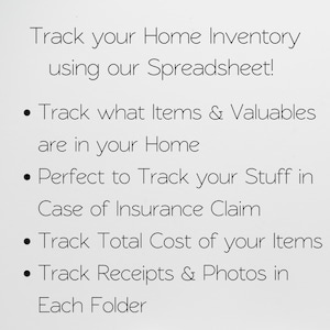 Home Inventory Template, Home Inventory Checklist, Home Inventory Spreadsheet Home Inventory tracker Personal Property Valuables Spreadsheet image 3