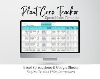 Plant Care Tracker Excel Spreadsheet, Houseplants Care, House Plant Tracker Google Sheets Indoor Plants Care Template Digital Plant Watering