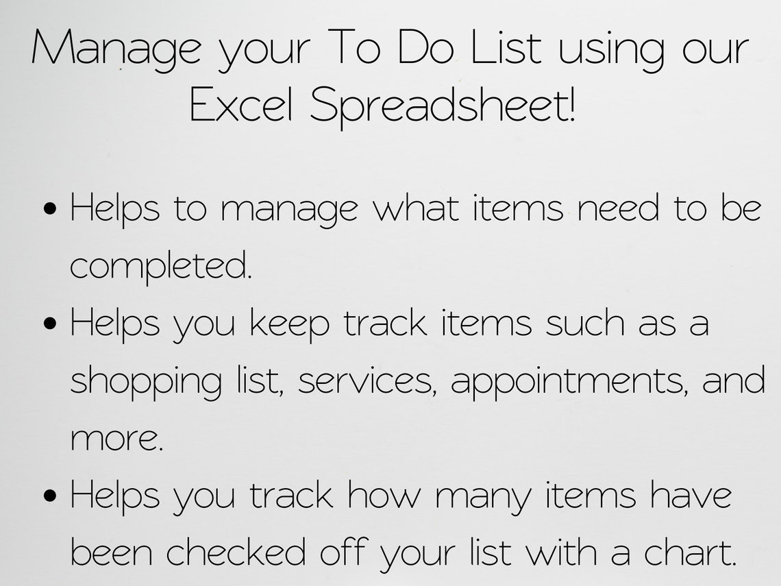 To Do List Excel Template to Do List Google Sheets to Do Etsy