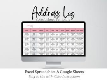 Adrestrackersjabloon Excel-spreadsheet, adresboek, adreslogboek, contactenlijst, klantenlijst, contactpersonen voor noodgevallen Google Spreadsheets