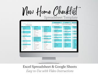 New Home Planner Template, New Apartment Essentials Checklist Excel Spreadsheet, First Home Inventory Google Sheets, Our First Home Planning