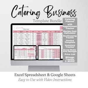Caterer Business Template Bundle Google Sheets, Food-Service, Caterer-Vorlagen, Caterer-Preisliste, Kostenschätzer, Caterer-Rechner