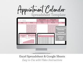 Appointment Calendar, Appointment Planner, Appointment Book Template Google Sheets, Booking Calendar, Booking Template Sheet Spreadsheet