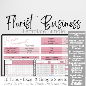 Bloemenwinkel Zakelijke sjablonen, Businessplanner bloemist, bloemensjabloon, bloemdessin, bruiloftsbedrijf, spreadsheet bloemist Organizer