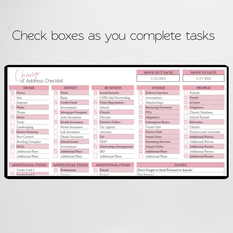 Change of Address Template, Address Checklist, New Address Checklist ...