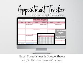 Appointment Tracker Google Sheets, Appointment Template, Appointment Calendar Appointment Planner Appointment Book List Appointment Tracking