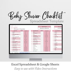 Baby Shower Checklist Google Sheets, Baby Registry Checklist, Newborn Must Haves, New Mom Planner, Baby Essentials Planning, Excel Editable