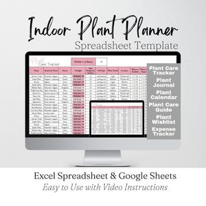 House Plant Planner, Indoor Plants Excel Spreadsheet, Houseplants Care Tracker Google Sheets