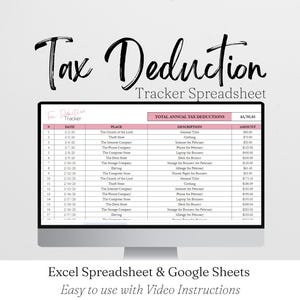 Tax Deduction Tracker Excel Spreadsheet, Editable Tax Deductions List, Tax Organizer Planner, Small Business Tax Preparation Google Sheets