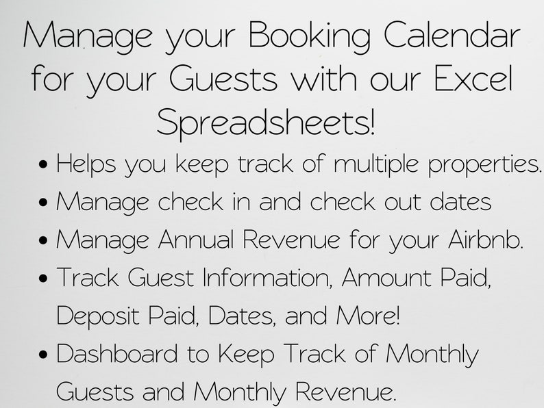 Vacation Rental Calendar Booking Calendar Availability - Etsy