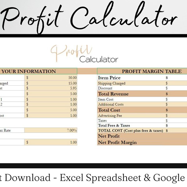 Pricing Worksheet Etsy