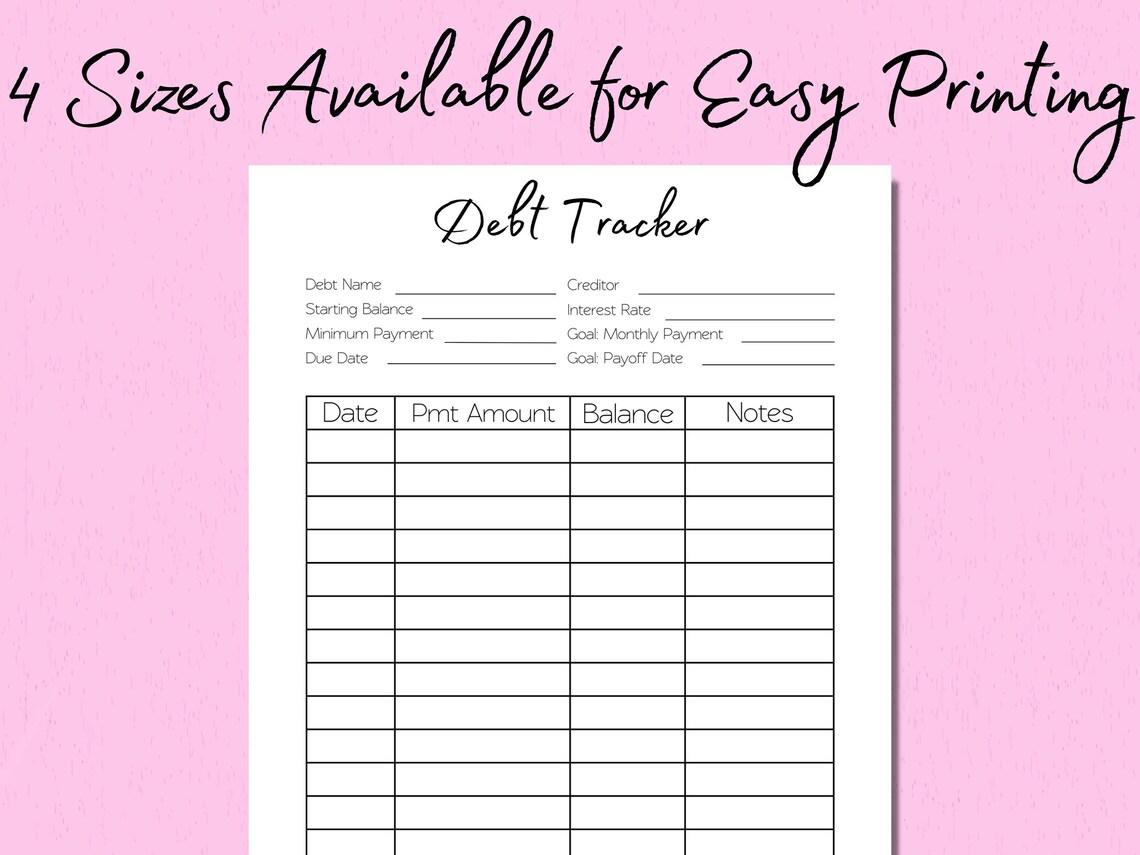 Debt Tracker Printable Debt Tracker PDF Debt Tracker Sheet - Etsy