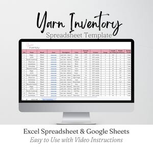 Gareninventaristracker Excel-spreadsheet, werkblad garenorganizer Google Spreadsheets, breien, haken, breisjabloon Garensjabloonstash