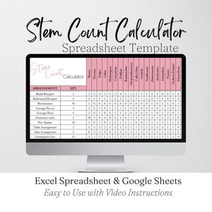 Stem Count Calculator Spreadsheet Template, Flower Business, Floral Designer, Floral Design, Wedding Florist, Flower Arrangement Planner