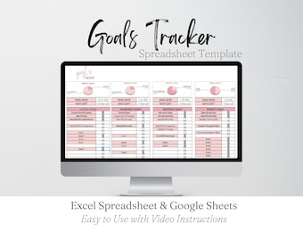 Goal Tracker Spreadsheet Goal Planner, Goal Setting, Goal Tracker, Goals Template, Goals Tracker Google Sheets, Goal Tracking Sheet
