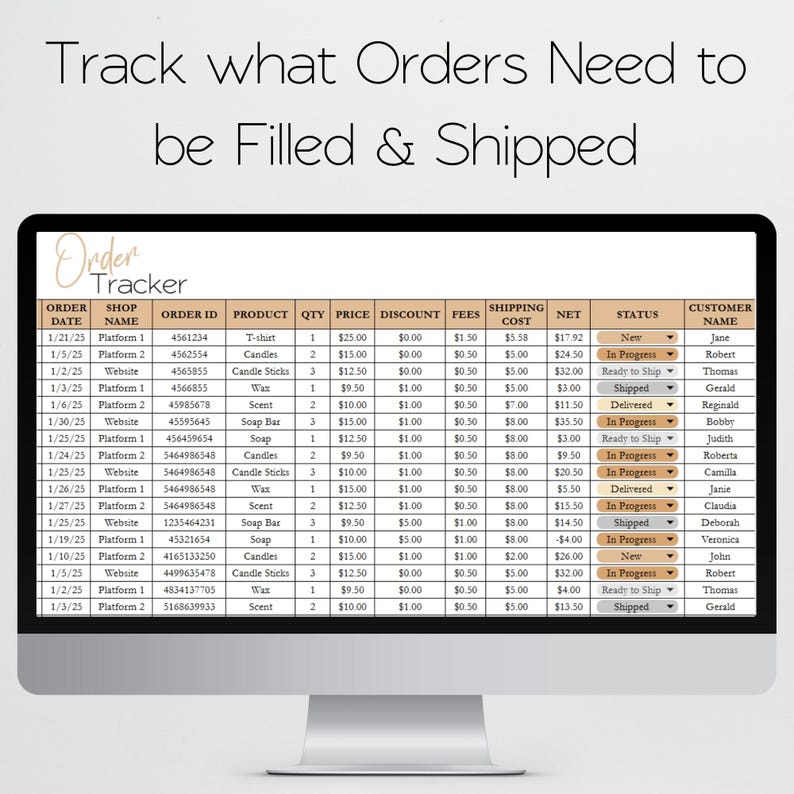Order Tracker Excel, Order Tracker Google Sheets, Order Tracker ...