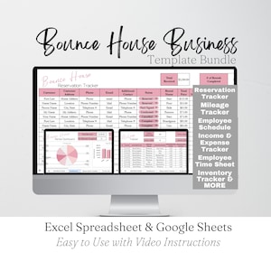 Bounce House Business Template Bundle, Inflatables Rental Tracker, Reservation Tracker, Soft Play Rental, Party Rental, Bubble House Rentals