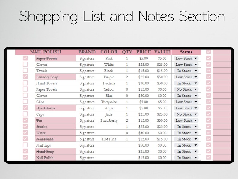 Salon Inventory Template Salon Inventory Tracker Log Beauty Etsy