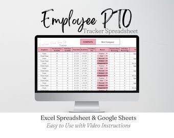 Employee PTO Tracker Template, Vacation Tracker, Leave Tracker, Time Off Tracker, HR Templates, Human Resources Business Excel Spreadsheet