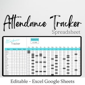 Attendance Log Attendance Tracker Excel Log School Class Template, Attendance Sheet, Attendance Tracker for Google Sheets, Attendance Record