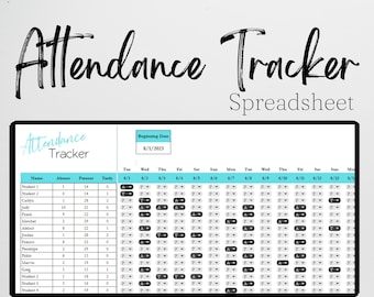 Registro delle presenze, registro delle presenze, Excel, modello di classe scolastica, foglio delle presenze, tracker delle presenze per Fogli Google, registro delle presenze