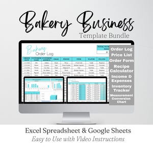 Modèle de plan d'entreprise de boulangerie, Feuilles Google, Feuille de calcul de boulangerie, Bon de commande de boulangerie, Modèle de boulangerie, Ensemble de gâteaux, Calculatrice de recettes