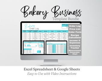 Bakery Business Plan Template Google Sheets, Bakery Spreadsheet, Bakery Order Form, Bakery Template, Cake Business Bundle, Recipe Calculator