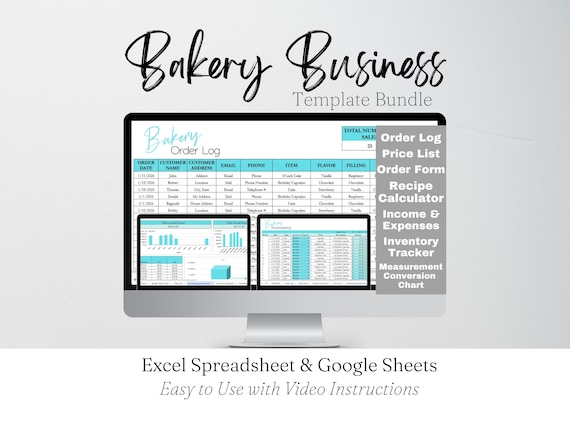 Bakery Business Plan Template Google Sheets, Bakery Spreadsheet, Bakery Order Form, Bakery Template, Cake Business Bundle, Recipe Calculator