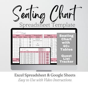 Seating Chart Template Google Sheets, Wedding Table Seating Chart Excel Spreadsheet, Rehearsal Dinner, Reception Seating Charts Planner