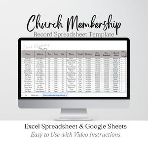 Church Members Directory Template Google Sheets, Church Membership List, Church Roster Template Log, Church Members Excel Spreadsheet
