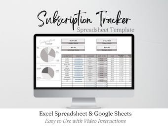 Subscriptions Tracker Excel Spreadsheet, Subscription Tracker Printable, Subscriptions Tracker, Subscription Template Subscription Tracker