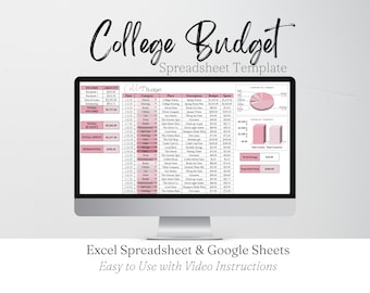 College Budget Google Sheets, Money Planner, College Template, Simple Budget, College Student Personal Budget College Finance Budgeting Tool