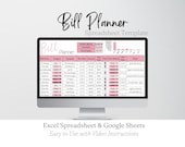 Bill Planner, Monthly Bill Tracker, Bill Spreadsheet, Financial Tracker, Finances, Monthly Bills Management, Finance Planner, Bill Organizer