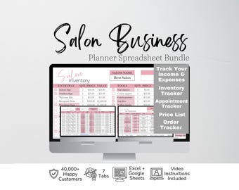 Salon Business Planner Vorlage, Friseursalon Buchhaltungstagebuch, Schönheitssalon, Nagelstudio Salon Business Plan Excel Tabelle Google Sheets